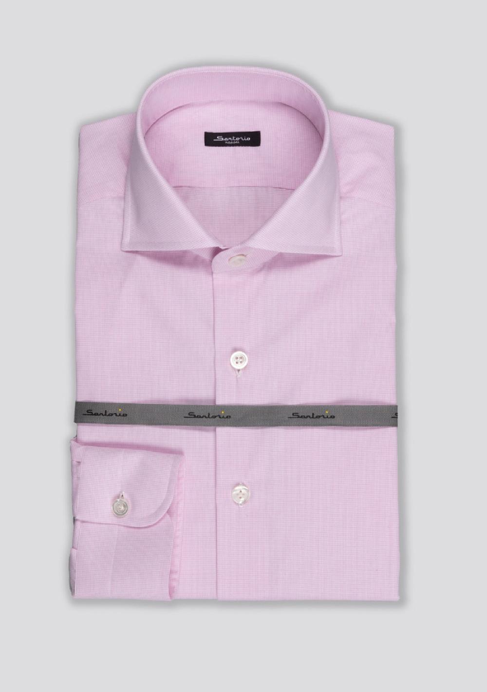 sartorio Baby Pink Microchecked Cotton Shirt