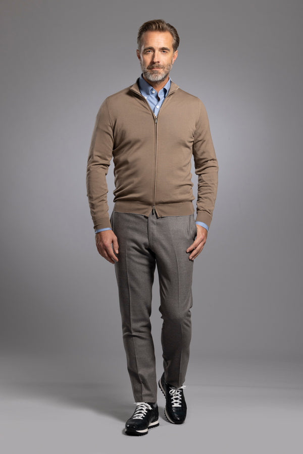 Sartorio Beige Wool Zip Jacket