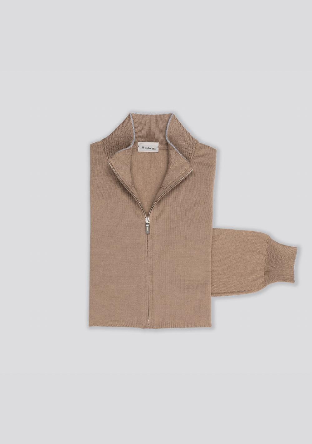 sartorio Beige Wool Zip Jacket