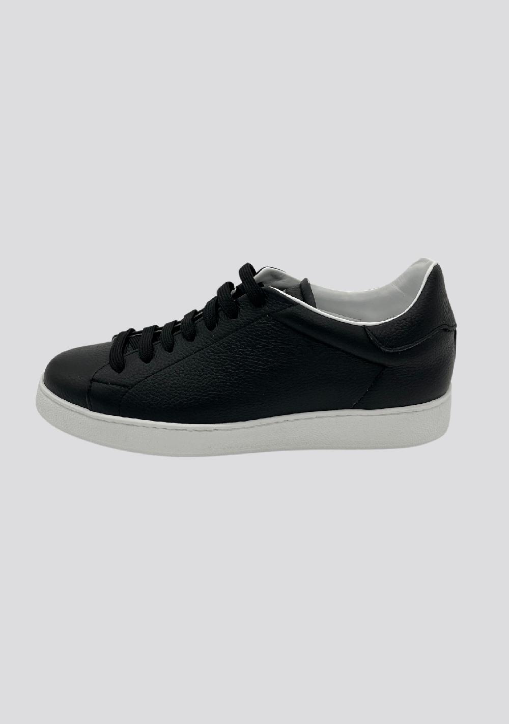 sartorio Black Low Top Leather Sneakers