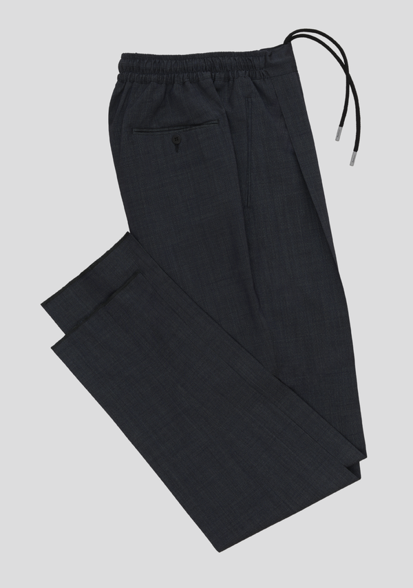Sartorio Blue Wool-Blend Drawstring Trousers