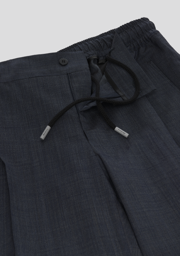 Sartorio Blue Wool-Blend Drawstring Trousers