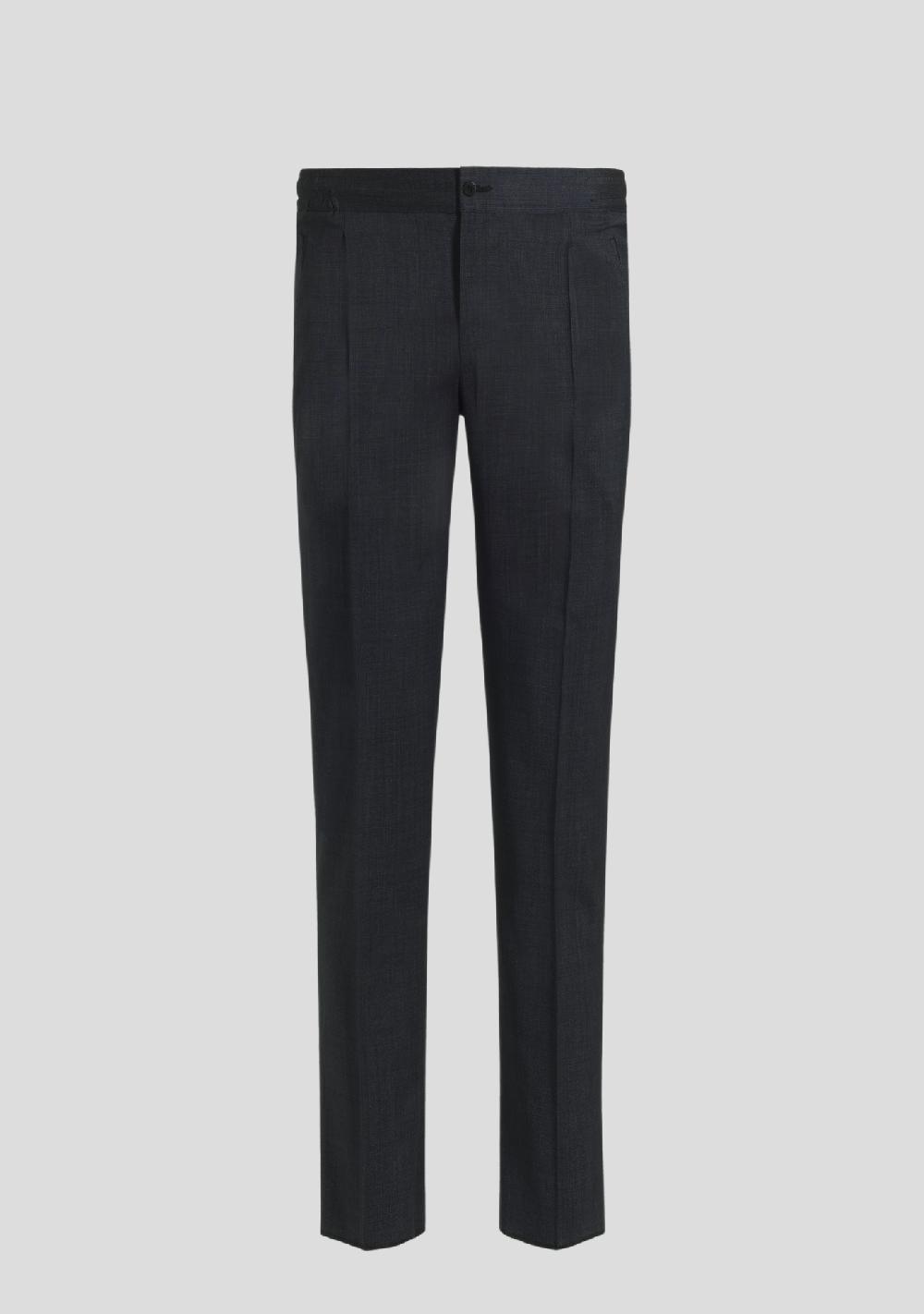 sartorio Blue Wool-Blend Drawstring Trousers