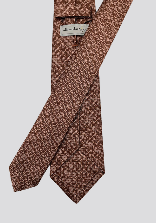 Sartorio Brown Geometric Silk Tie