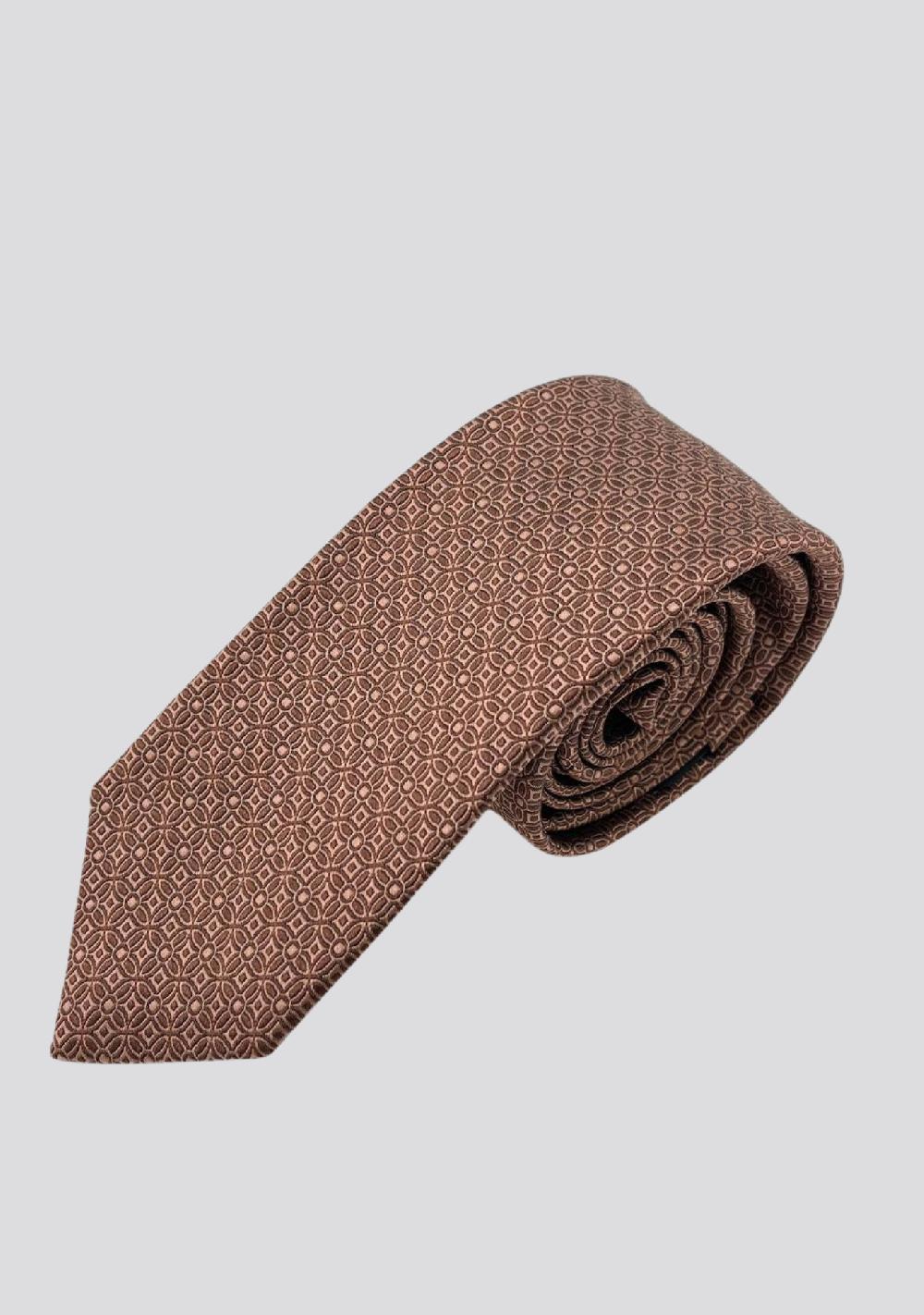 sartorio Brown Geometric Silk Tie