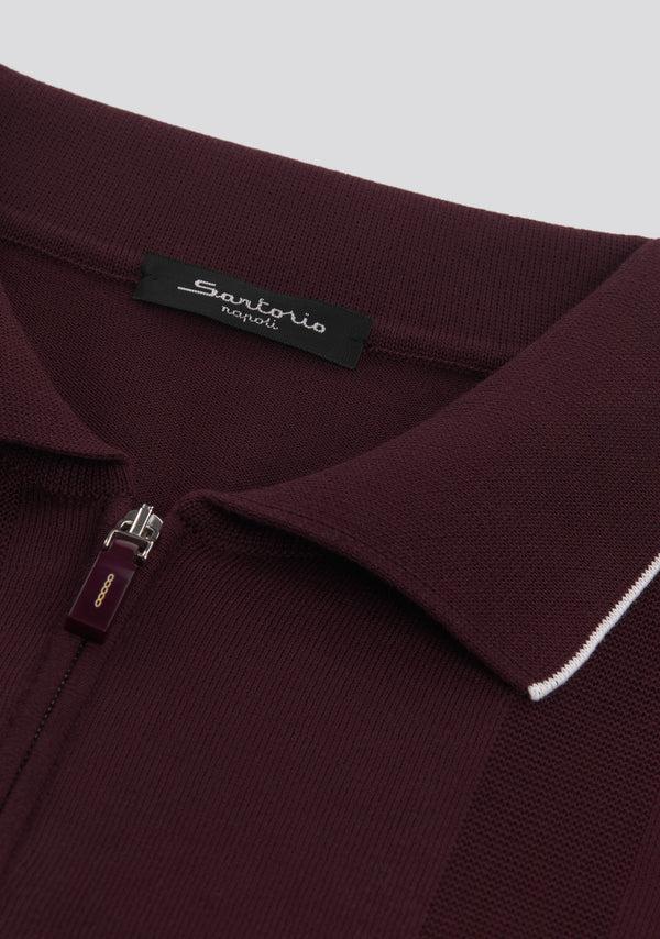 Sartorio Burgundy Zip Wool Polo