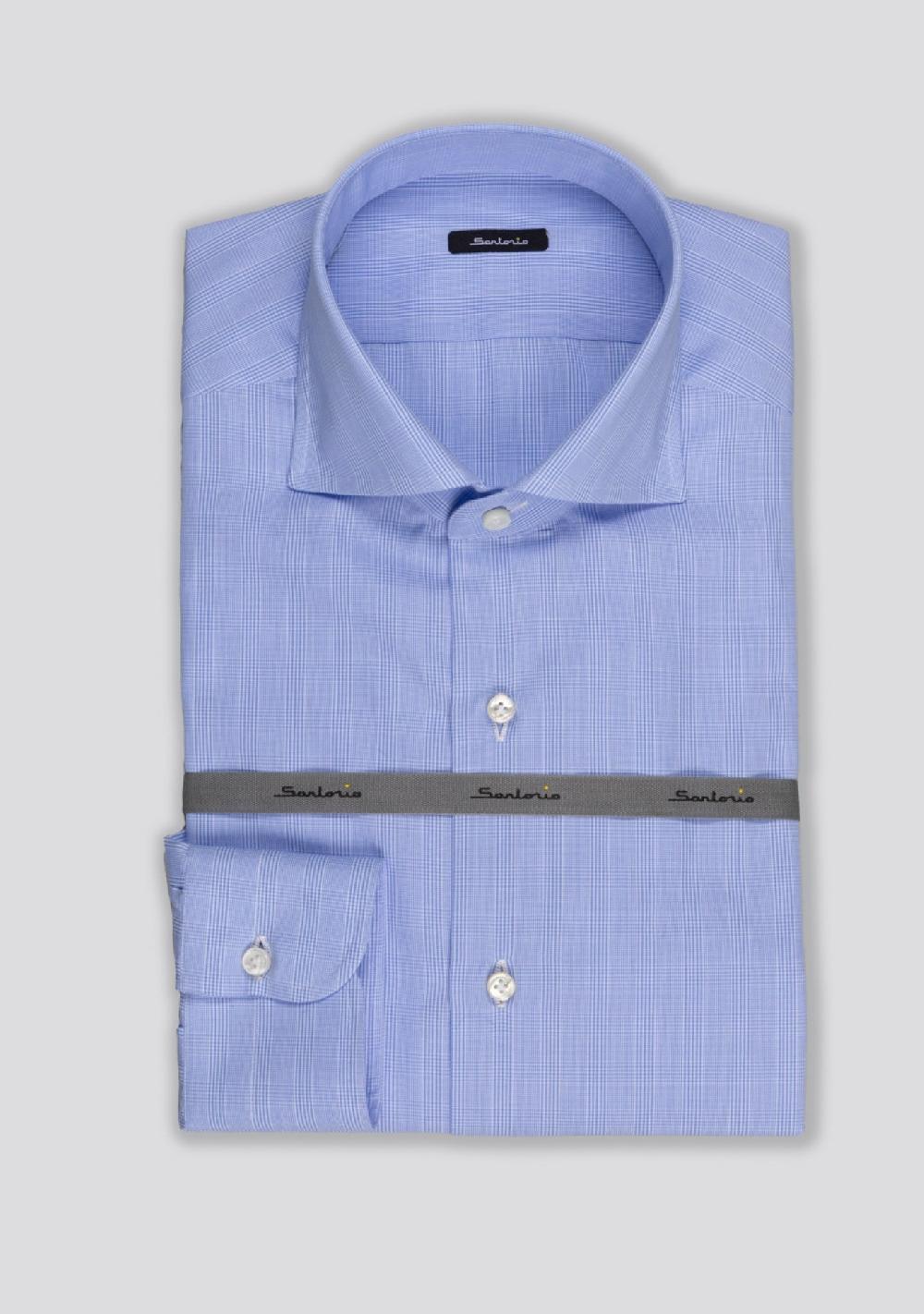 sartorio Checked Yale Blue Cotton Shirt