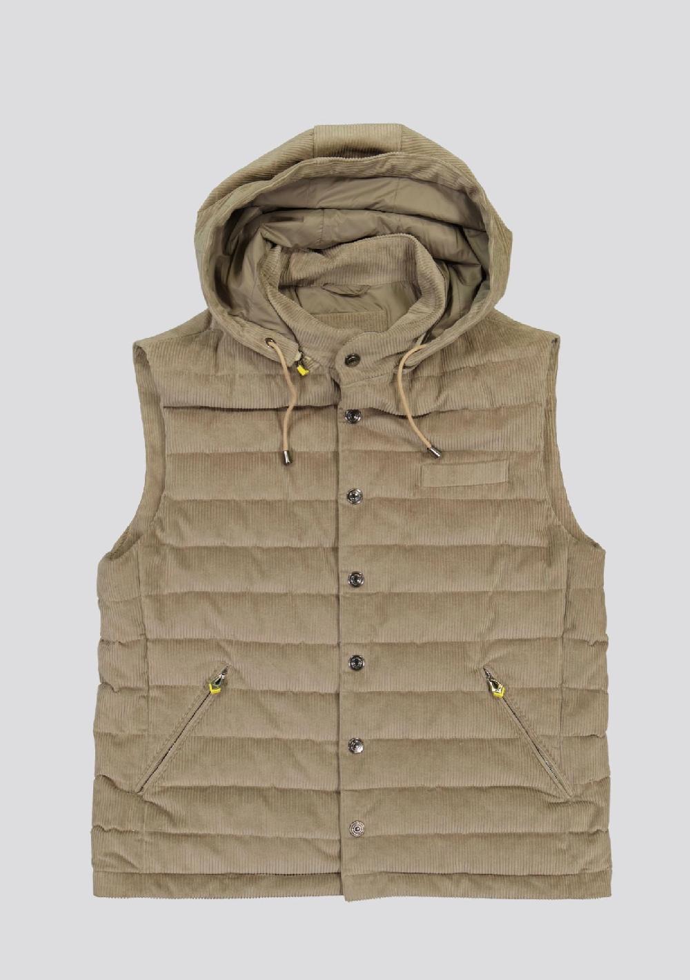 sartorio Cotton Beige Vest with hood