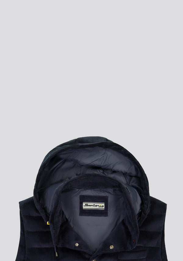 Sartorio Cotton Blue Vest With Hood