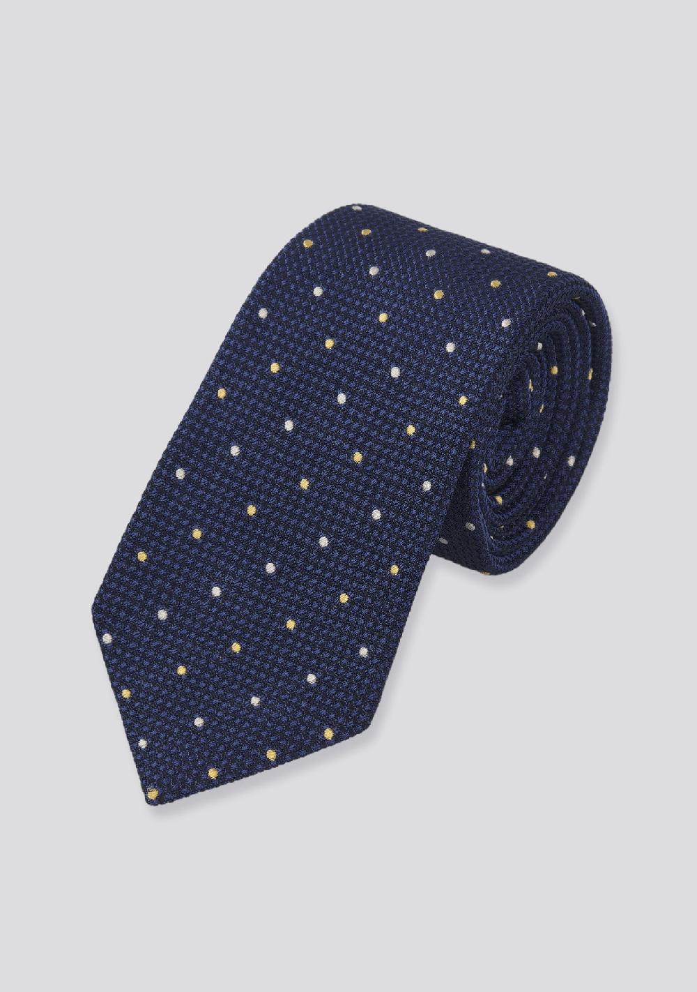 sartorio Dark Blue Polka-Dot Patterned Silk Tie