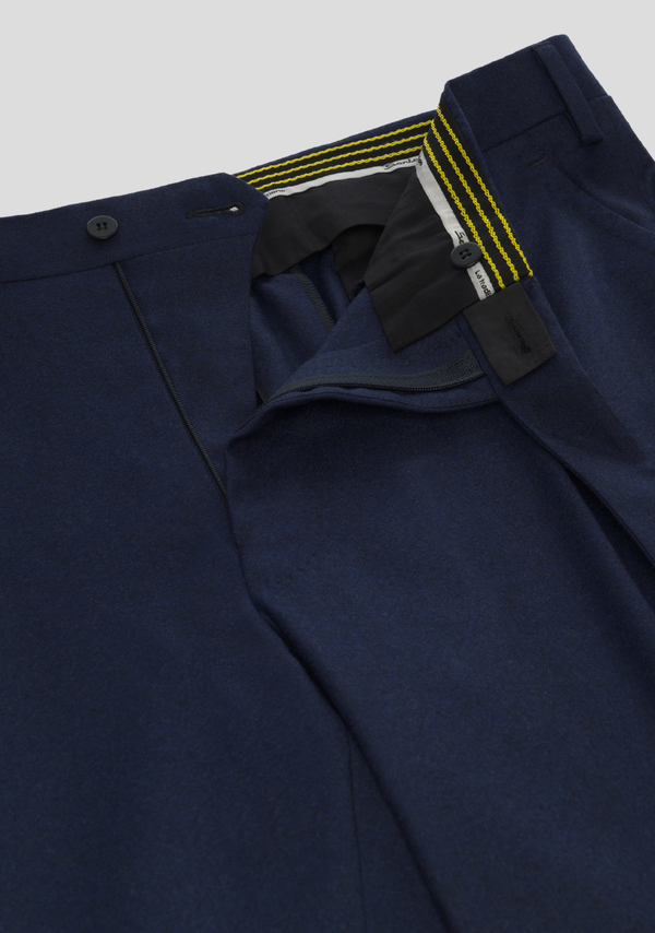 Sartorio Dark Blue Virgin Wool Cargo Trousers