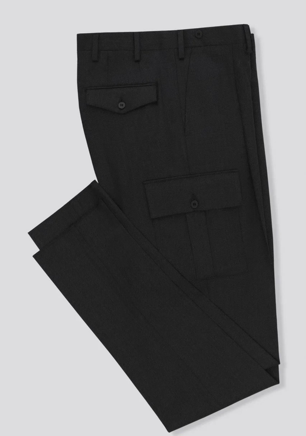 Sartorio Dark Grey Virgin Wool Cargo Trousers