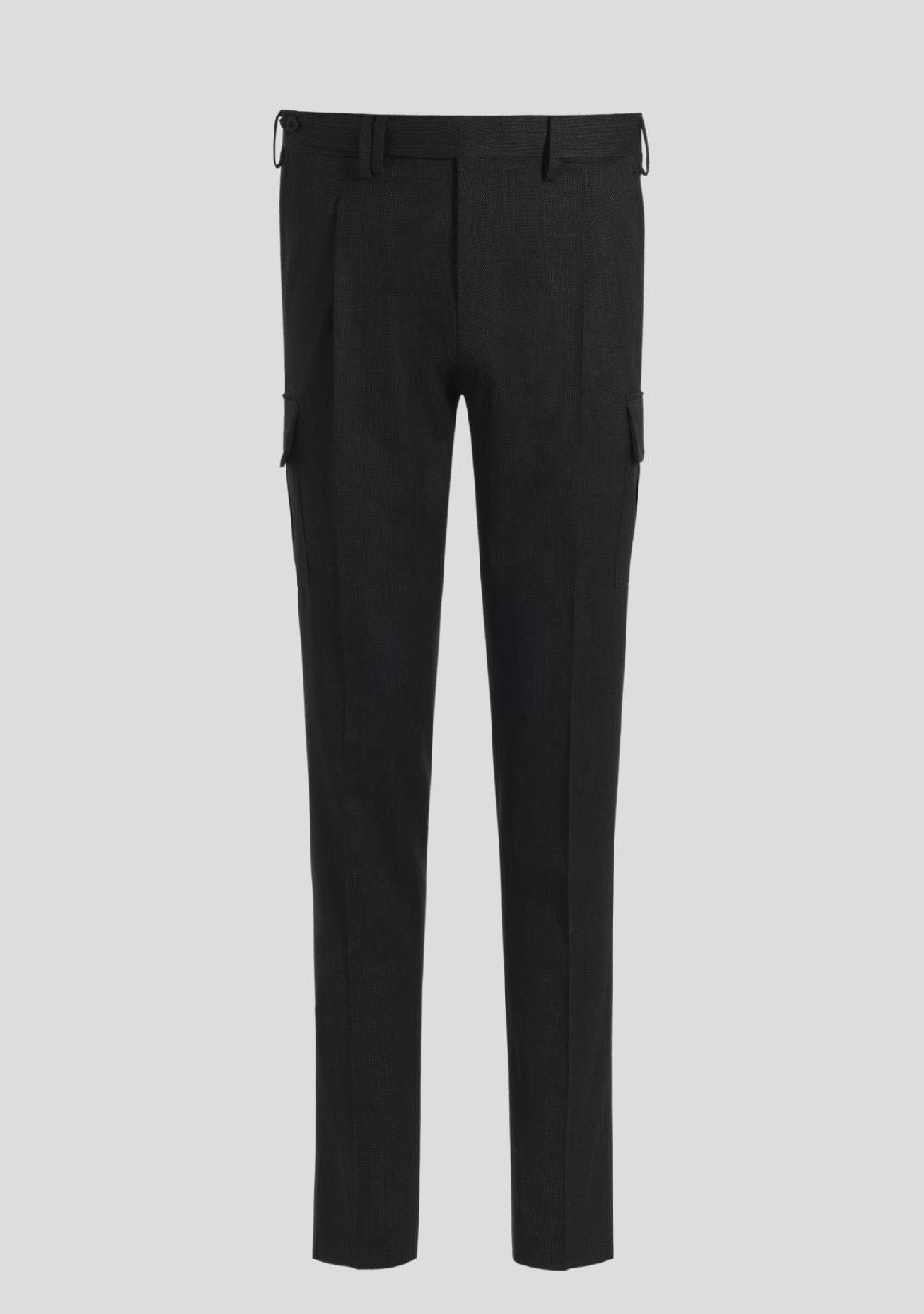 sartorio Dark Grey Virgin Wool Cargo Trousers