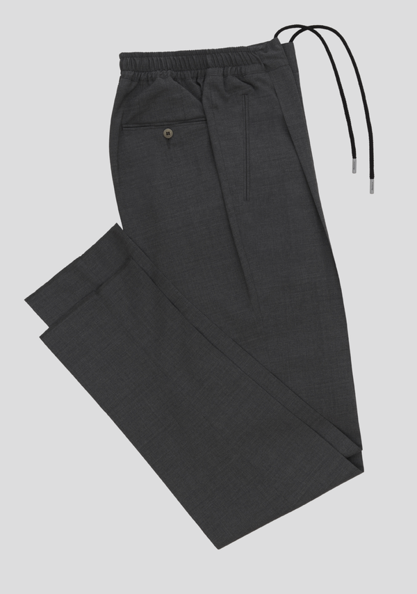 Sartorio Dark Grey Wool-Blend Drawstring Trousers