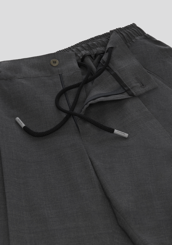 Sartorio Dark Grey Wool-Blend Drawstring Trousers