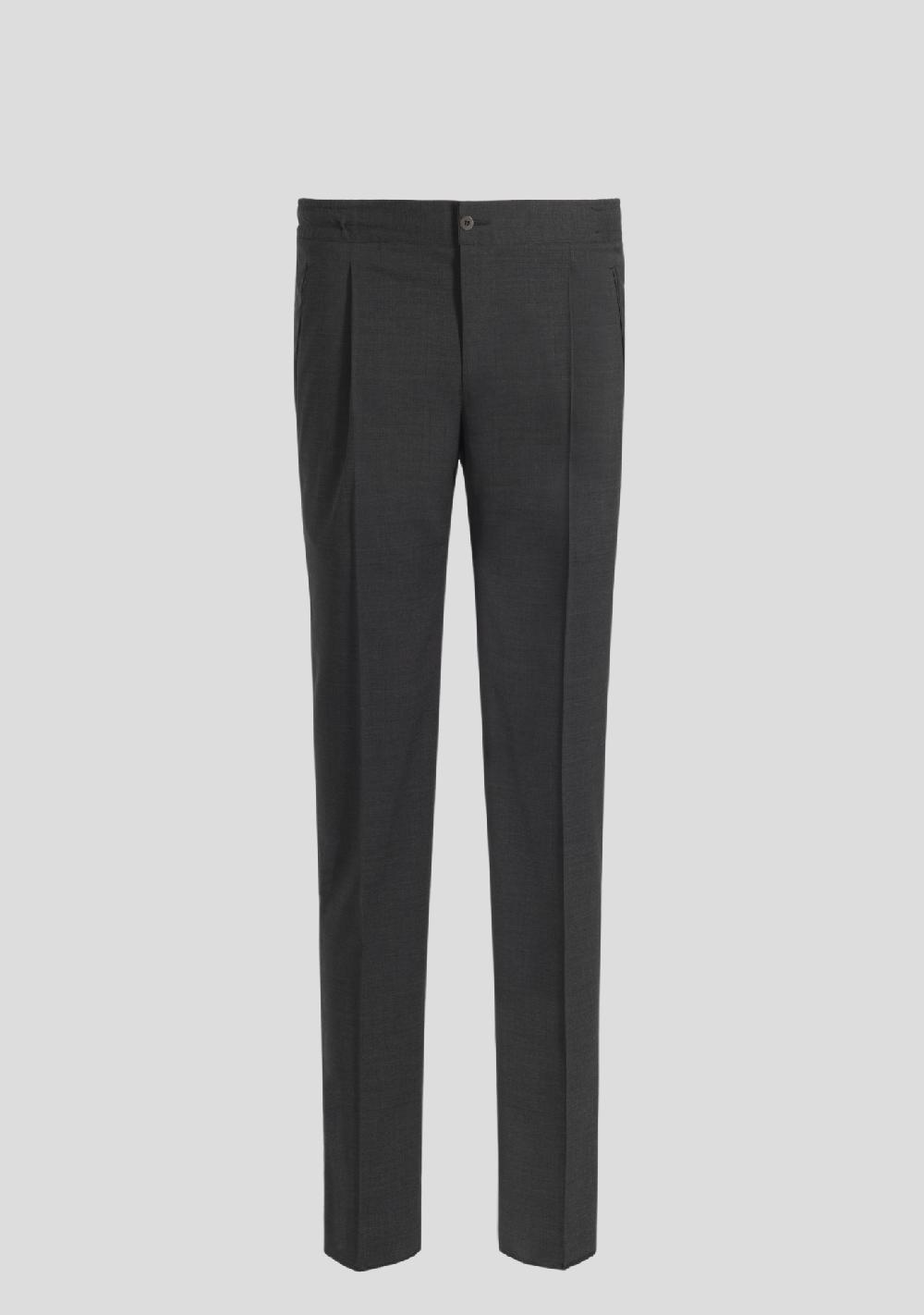 sartorio Dark Grey Wool-Blend Drawstring Trousers