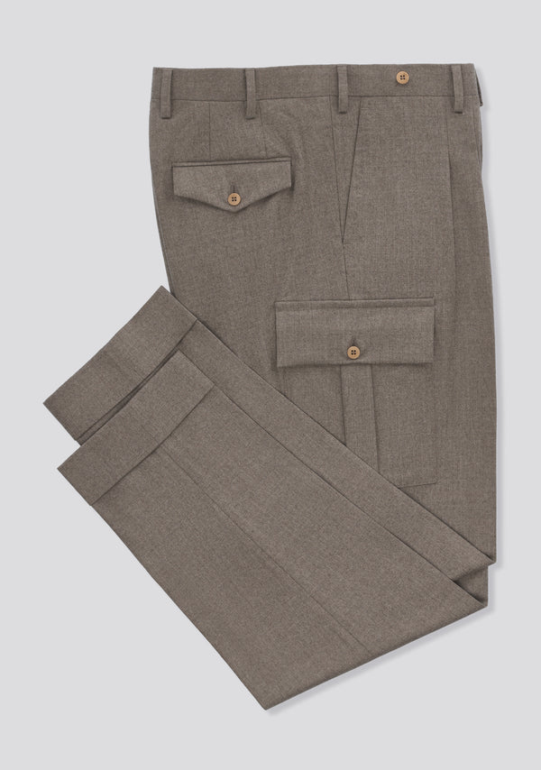 Sartorio Desert Brown Virgin Wool Cargo Pants