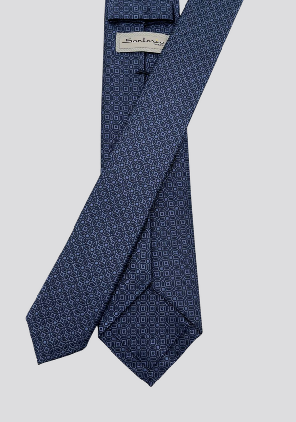 Sartorio Geometric Blue Patterned Silk Tie
