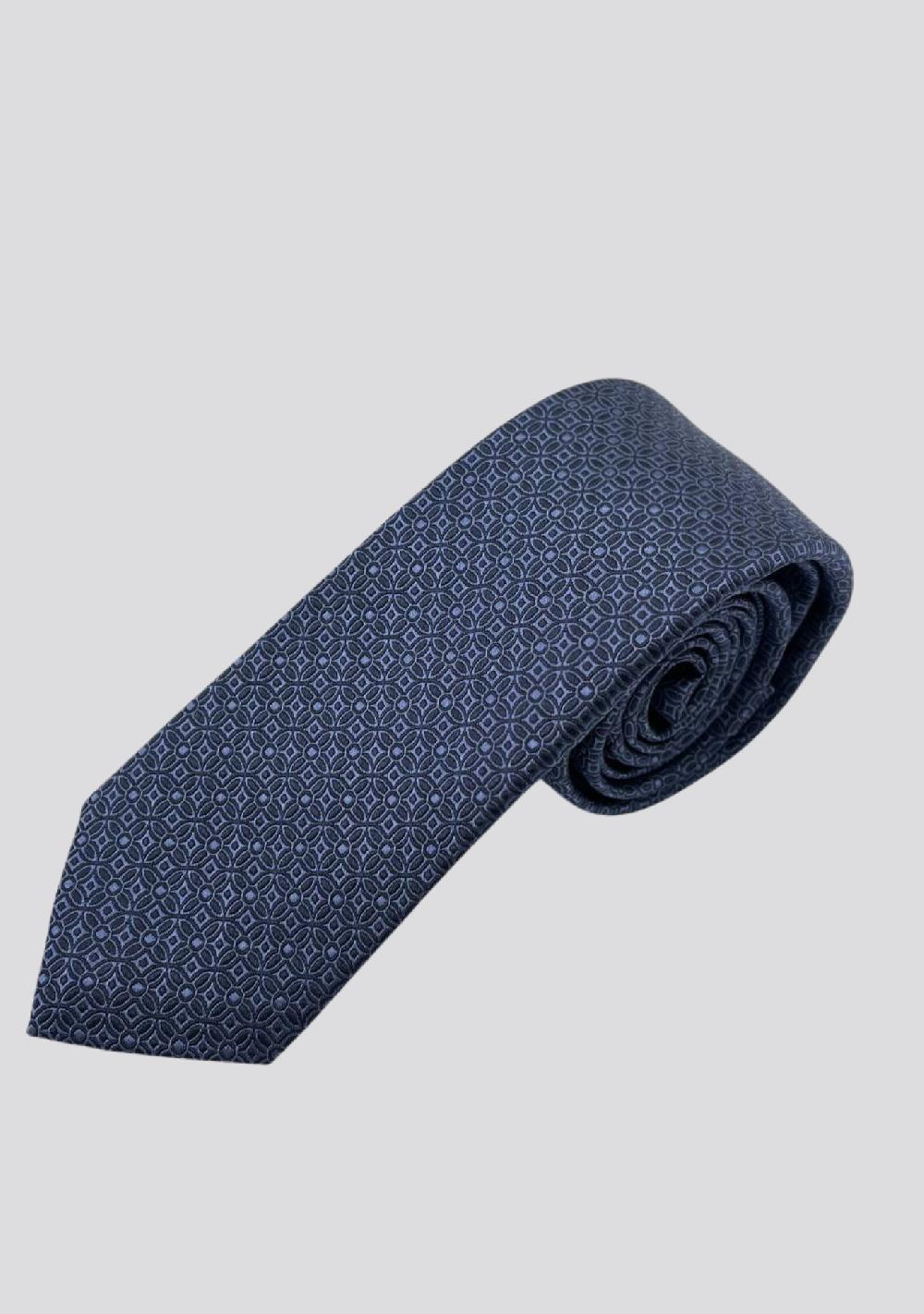 sartorio Geometric Blue Patterned Silk Tie