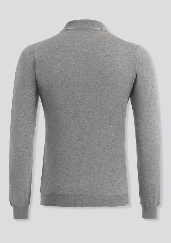 Sartorio Grey Long Sleeve Knitted Polo