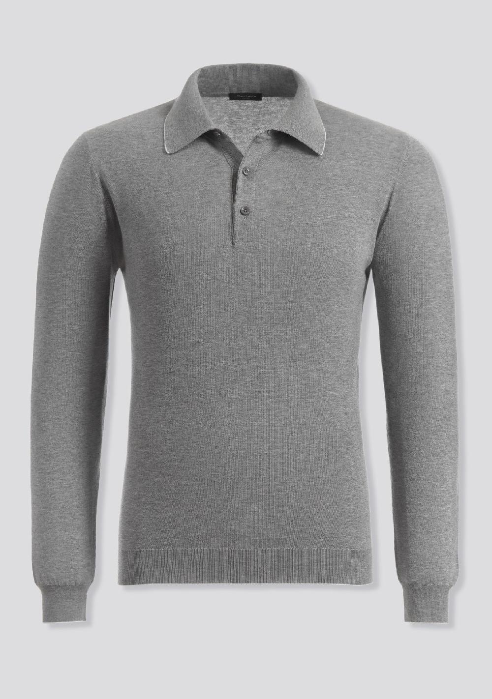 sartorio Grey Long Sleeve Knitted Polo