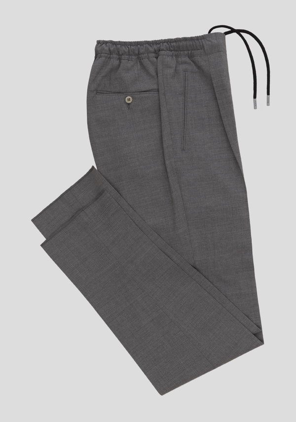 Sartorio Grey Wool-Blend Drawstring Trousers