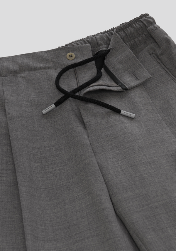 Sartorio Grey Wool-Blend Drawstring Trousers