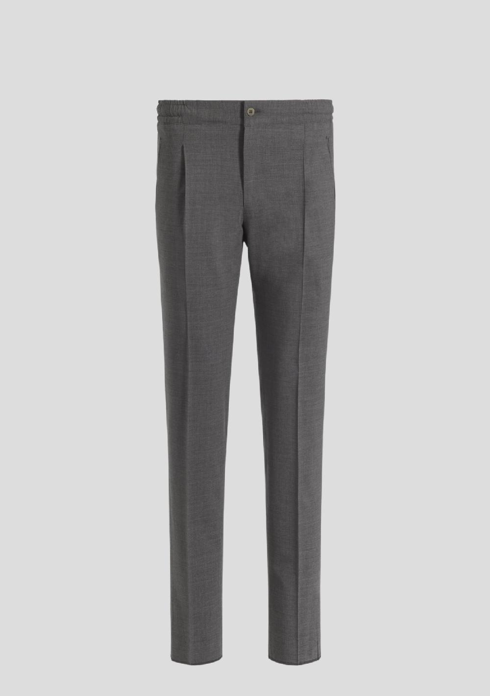 sartorio Grey Wool-Blend Drawstring Trousers