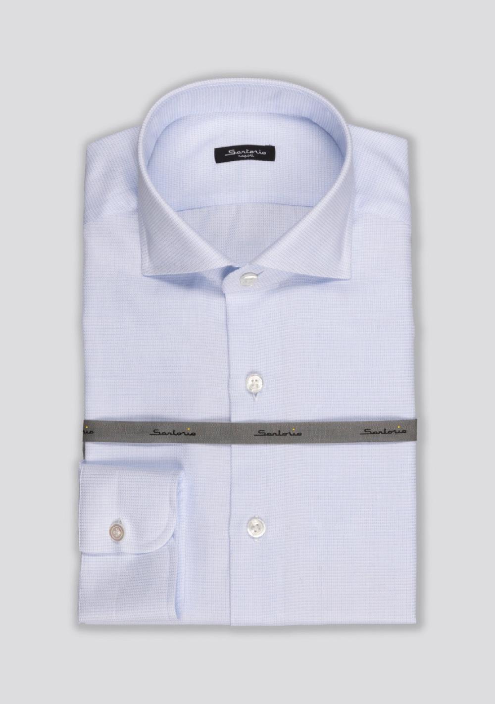 sartorio Ice Blue Cotton Pied-de-Poule Shirt