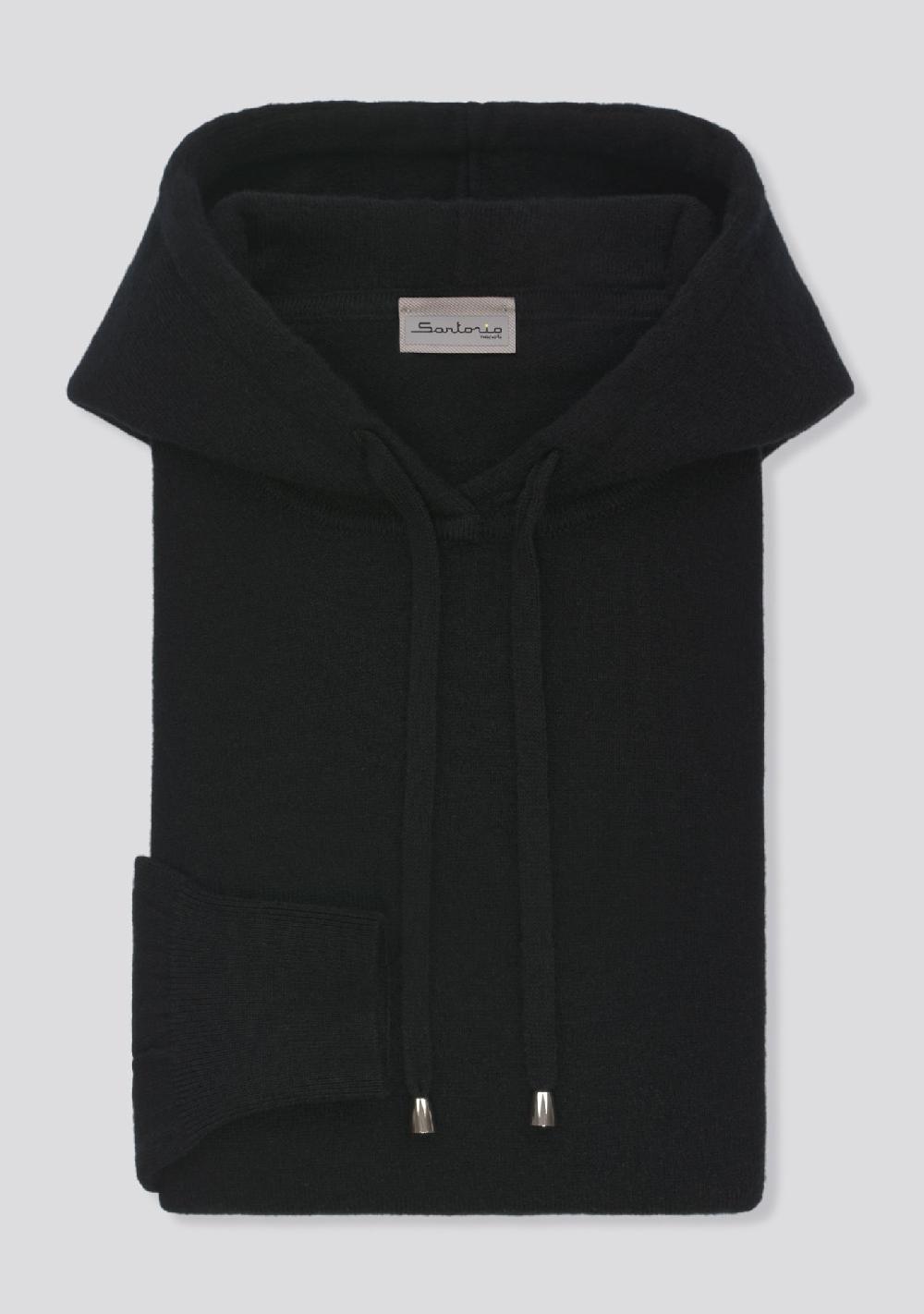 sartorio Jet Black Cashmere Hoodie