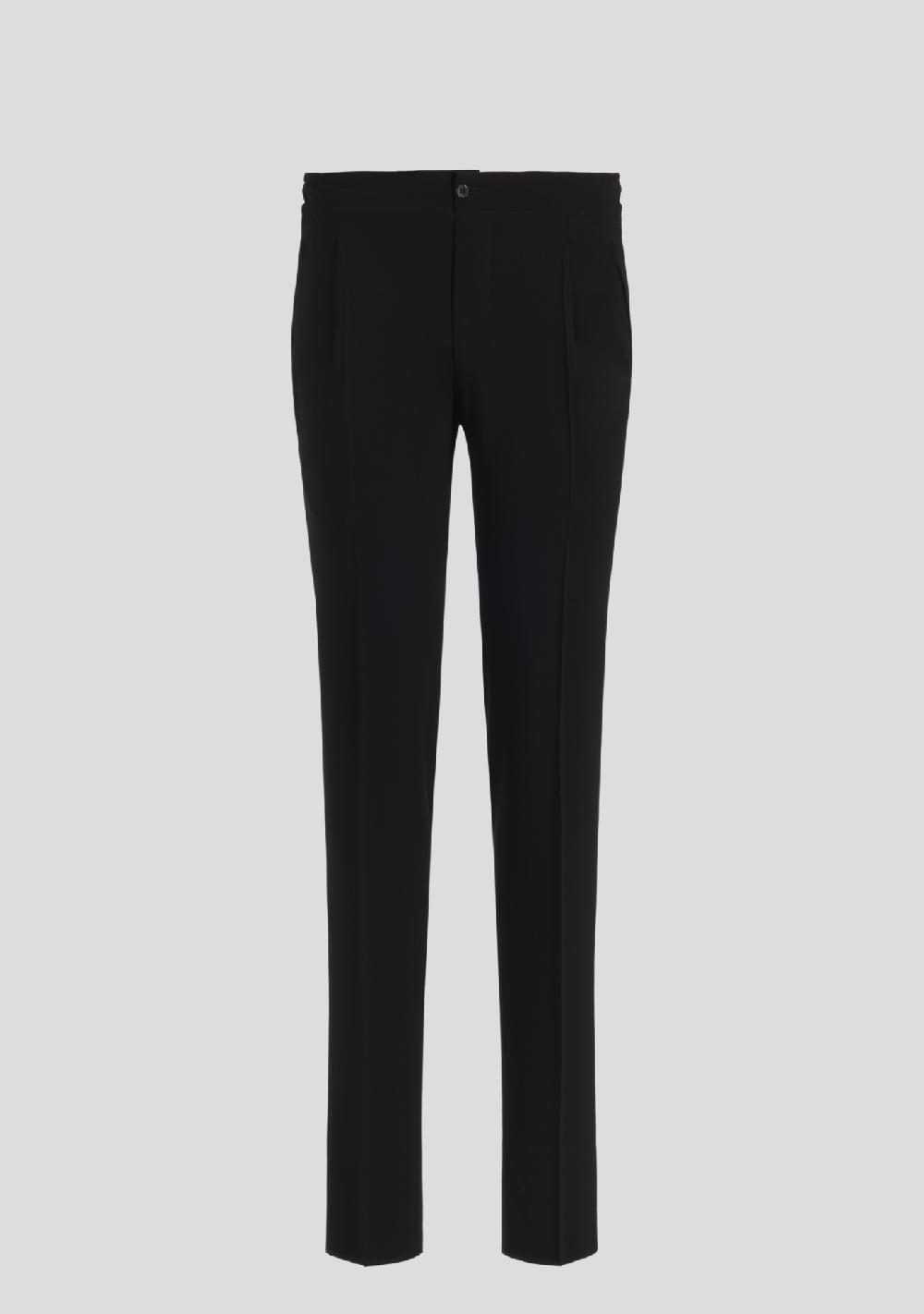 sartorio Jet Black Wool-Blend Drawstring Trousers