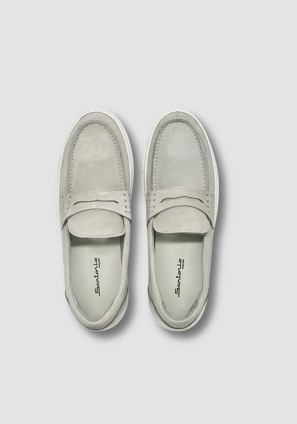 Sartorio Light Grey Suede Loafers