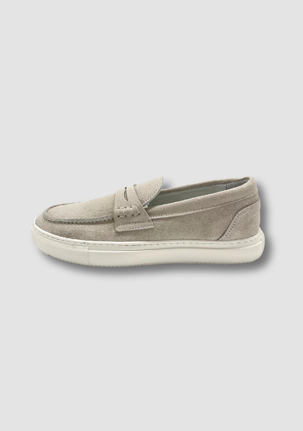 sartorio Light Grey Suede Loafers