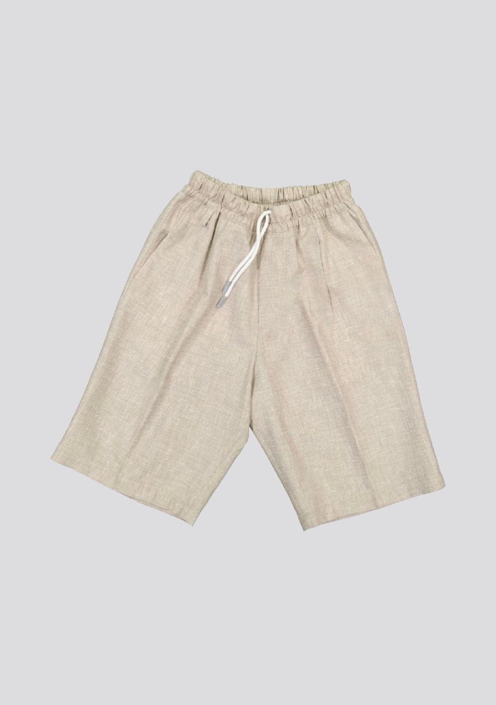 sartorio Linen Optic Beige Bermuda Shorts