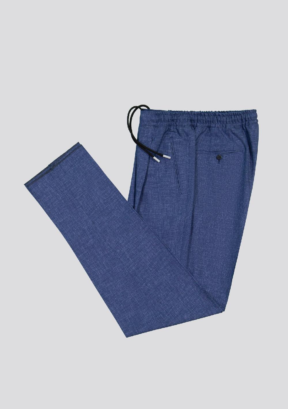 sartorio Medium Blue Wool Drawstring Trousers