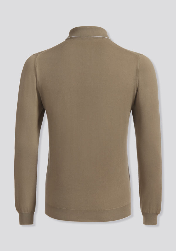 Sartorio Mocha Brown Long Sleeve Knit Polo