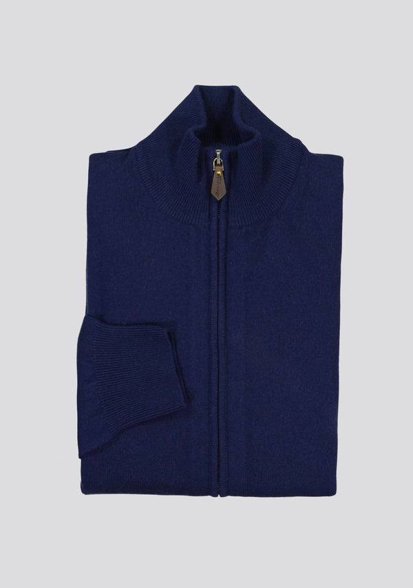 Sartorio Navy Blue Blended Cashmere Zip Vest