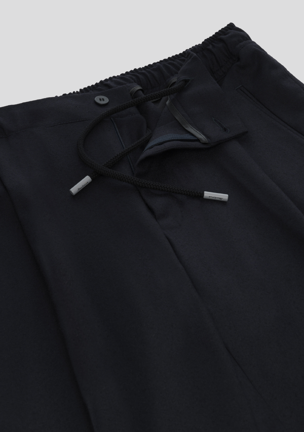 Sartorio Navy Blue Flannel Drawstring Trousers