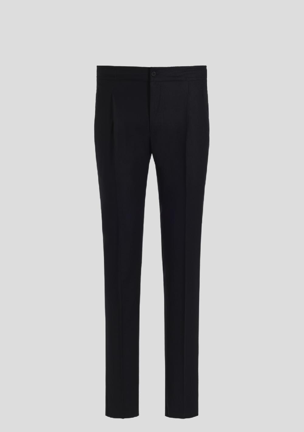 sartorio Navy Blue Flannel Drawstring Trousers