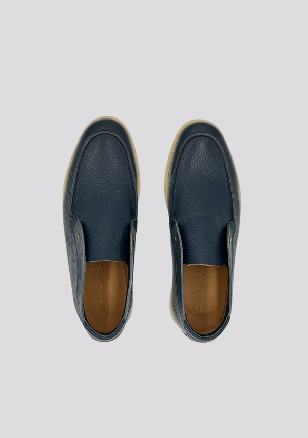 Sartorio Navy Blue High Top Leather Loafers