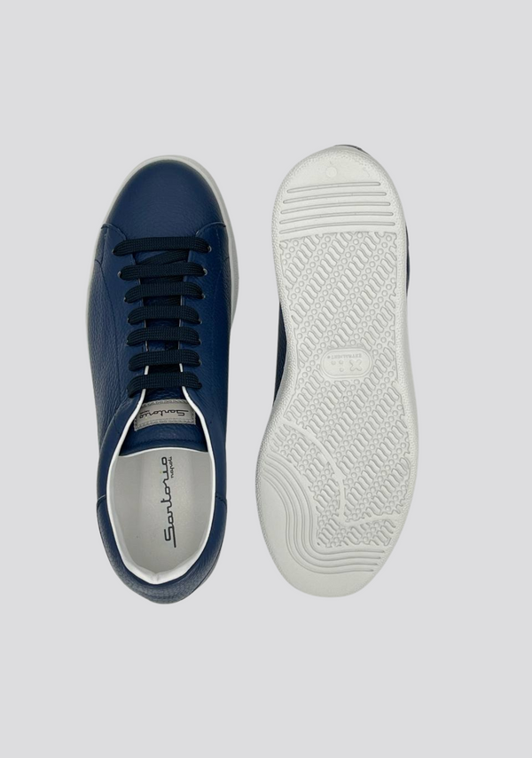 Sartorio Navy Blue Low Top Leather Sneakers