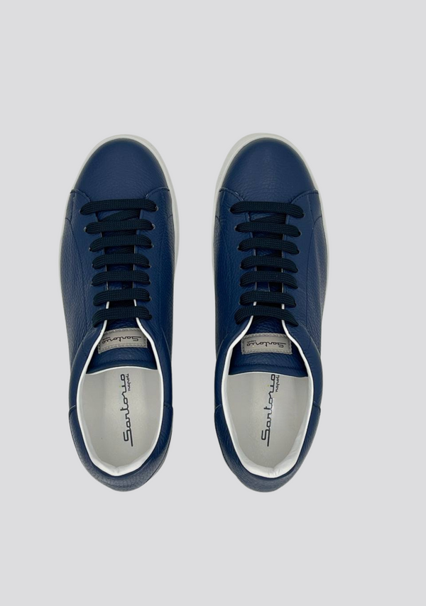 Sartorio Navy Blue Low Top Leather Sneakers