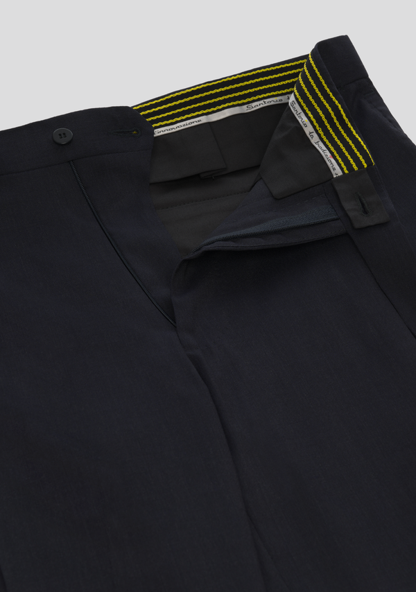 Sartorio Navy Blue Virgin Wool Cargo Trousers