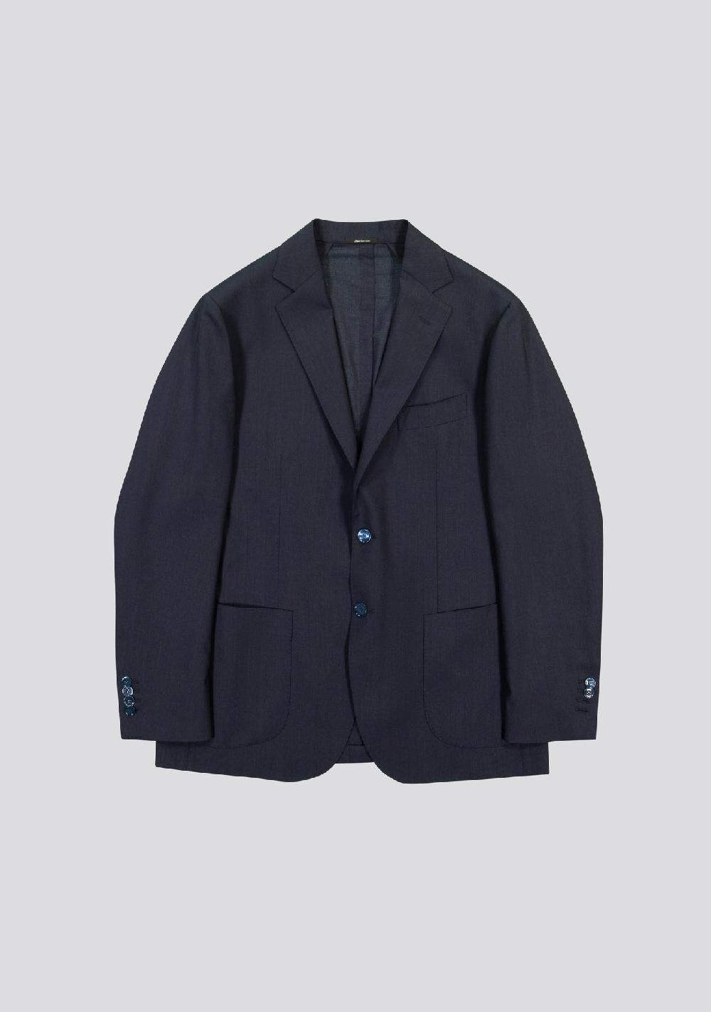 sartorio Navy Blue Wool Blend Jacket
