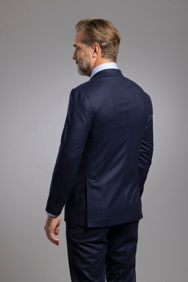 Sartorio Navy Blue Wool Flannel Trousers