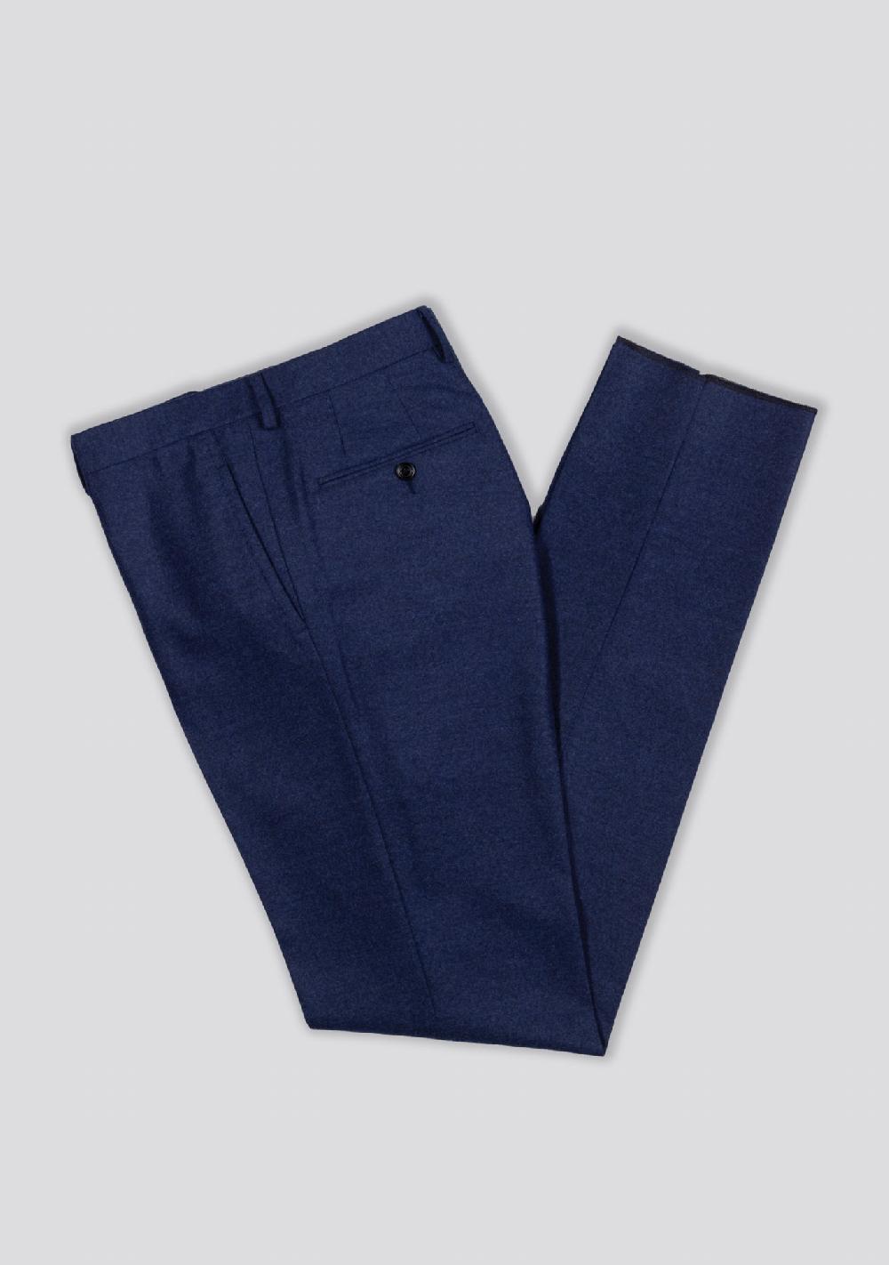 sartorio Navy Blue Wool Flannel Trousers