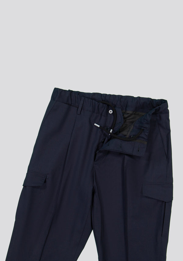 Sartorio Navy Virgin Wool Cargo Trousers