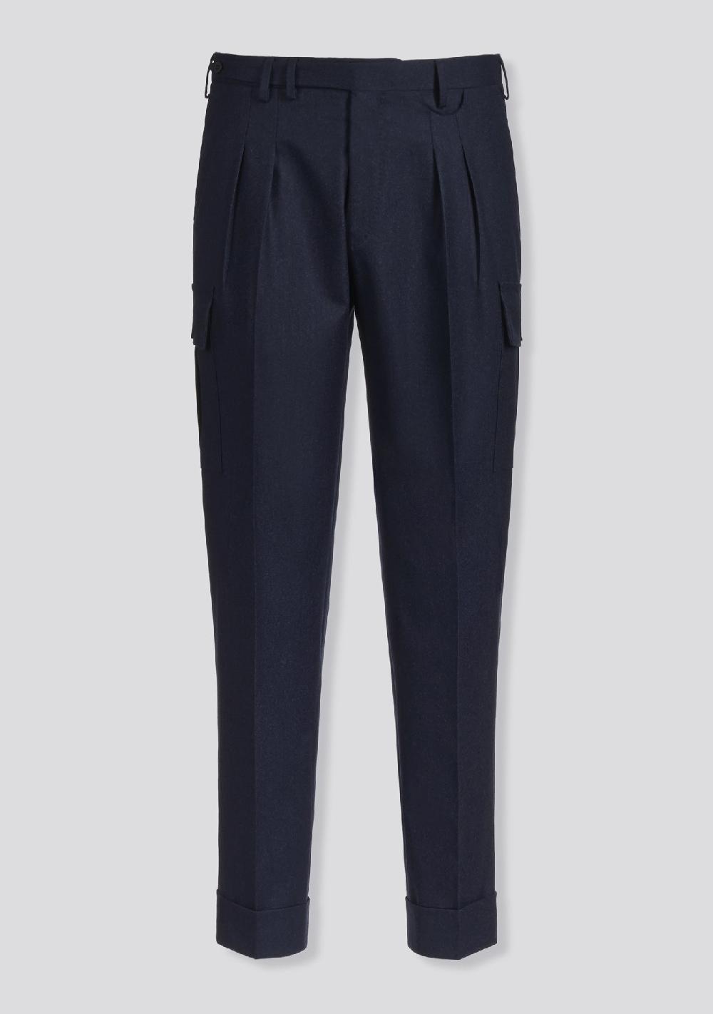 sartorio Ocean Blue Virgin Wool Cargo Pants