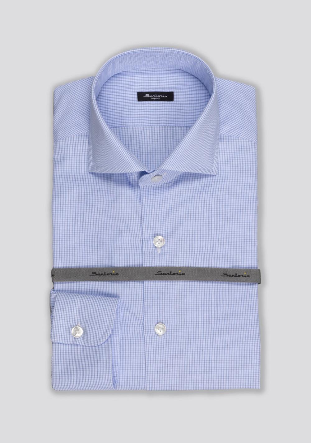 sartorio Office Blue Pied-de-Poule Cotton Shirt