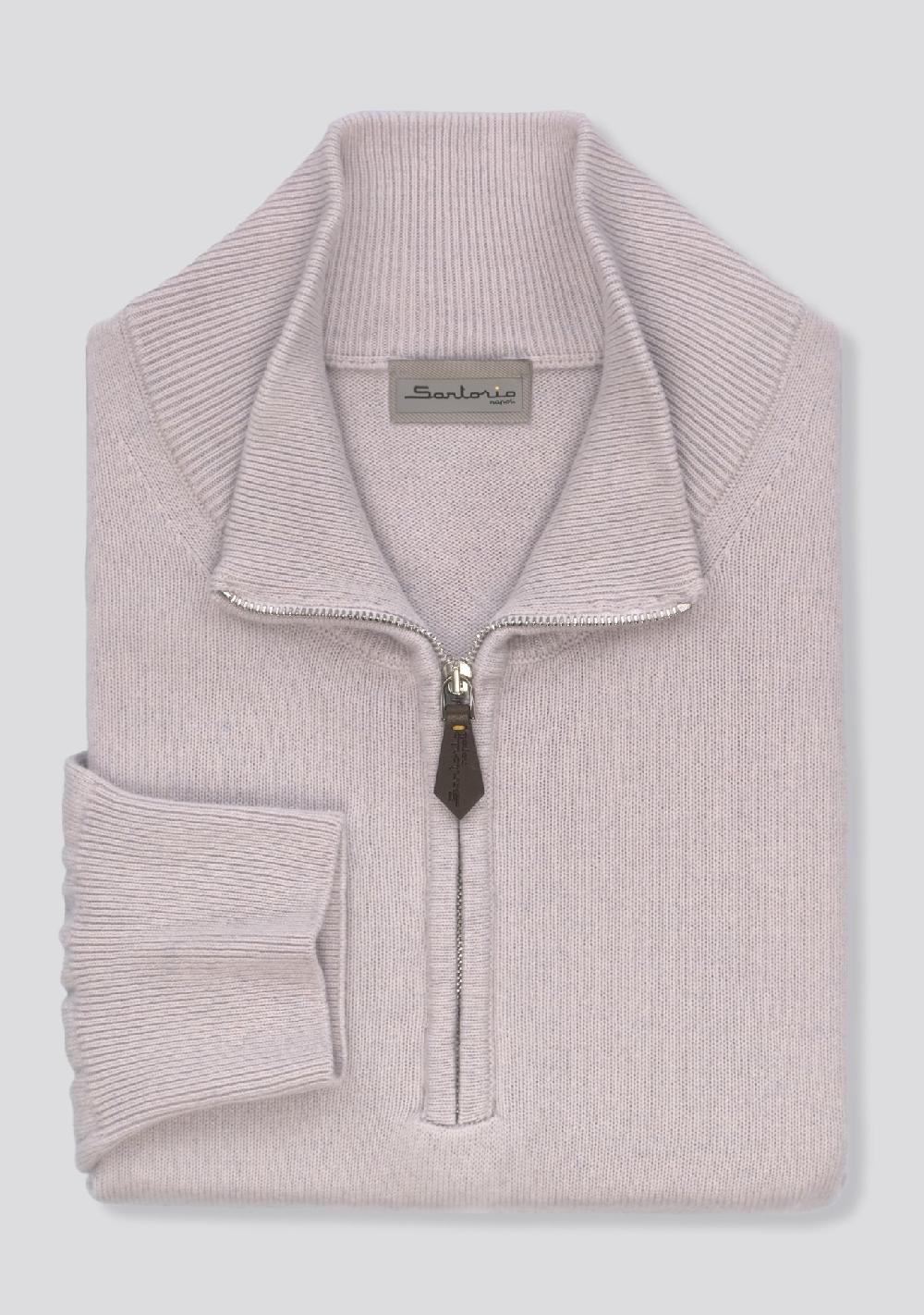 sartorio Pearl Grey Blended Cashmere Zip Pullover
